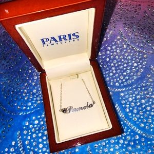 Name Necklace Sterling Silver with Authentic Sapphire Stone